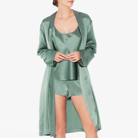 LA PERLA Pyjama caraco en soie Silk Frosty Green