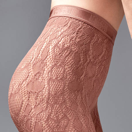 WOLFORD Collant animal résille Croco Coffee