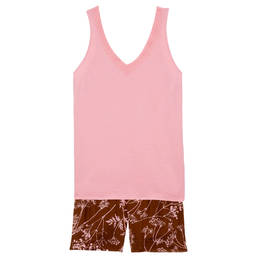 Pink Leopard Print Satin Cami Top & Shorts Pj Set
