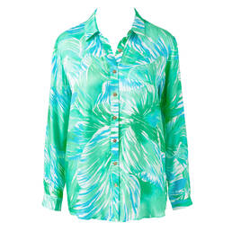MELISSA ODABASH chemise de plage Millie Tropical Green